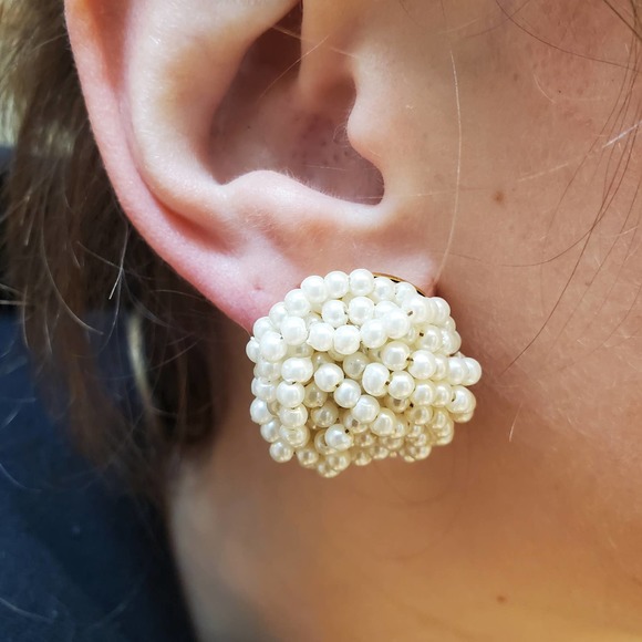 Vintage | Chunky Pearl Statement Earrings - Picture 2 of 7